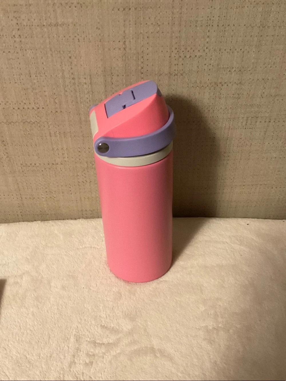 Pink Kids Character Stainless Steel Bottle with Purple Lid